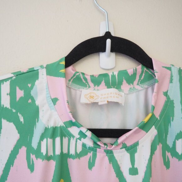 Sheridan French Callie Green Yellow Pink Ikat Sleeveless Maxi Dress sz M - Picture 4 of 6